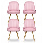 Artiss Dining Chairs Set of 4 Velvet Channel Tufted Pink