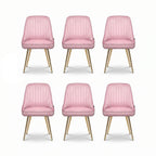 Artiss Dining Chairs Set of 6 Velvet Channel Tufted Pink