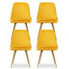 Artiss Dining Chairs Set of 4 Velvet Channel Tufted Yellow
