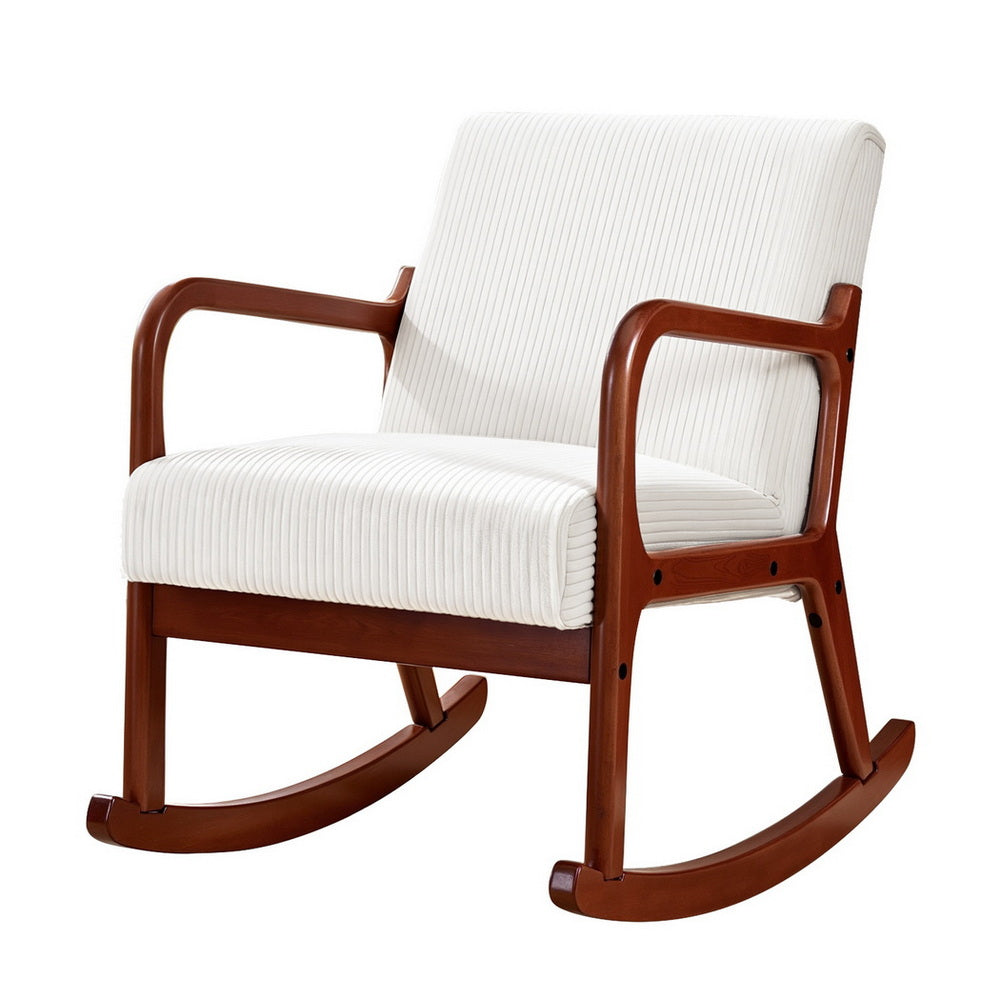 Artiss Rocking Armchair Nursing Chair Corduroy Beige