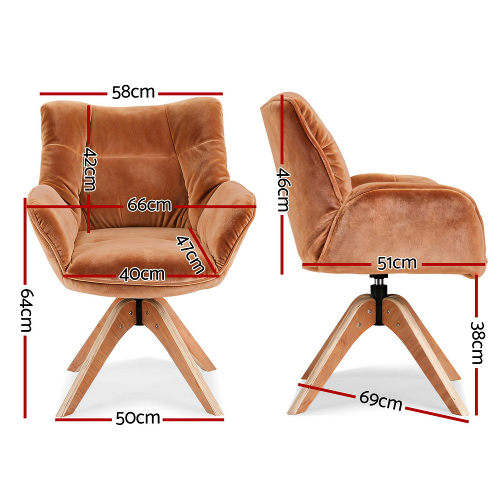 Artiss Swivel Chair Armchair Nursing Velvet Brown