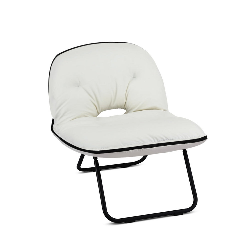 Artiss Foldable Chair 2-In-1 Armchair Lounge Chair Portable White
