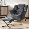 Artiss Armchair Accent Chair Ottoman Lounge Footrest Velvet Grey