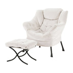 Artiss Armchair Accent Chair Ottoman Lounge Footrest Velvet White