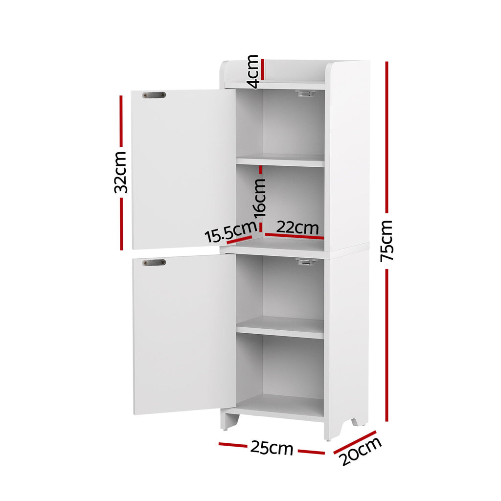 Artiss 2x Bathroom Storage Cabinet 2-Tier Slim Toilet Organizer Adjustable White