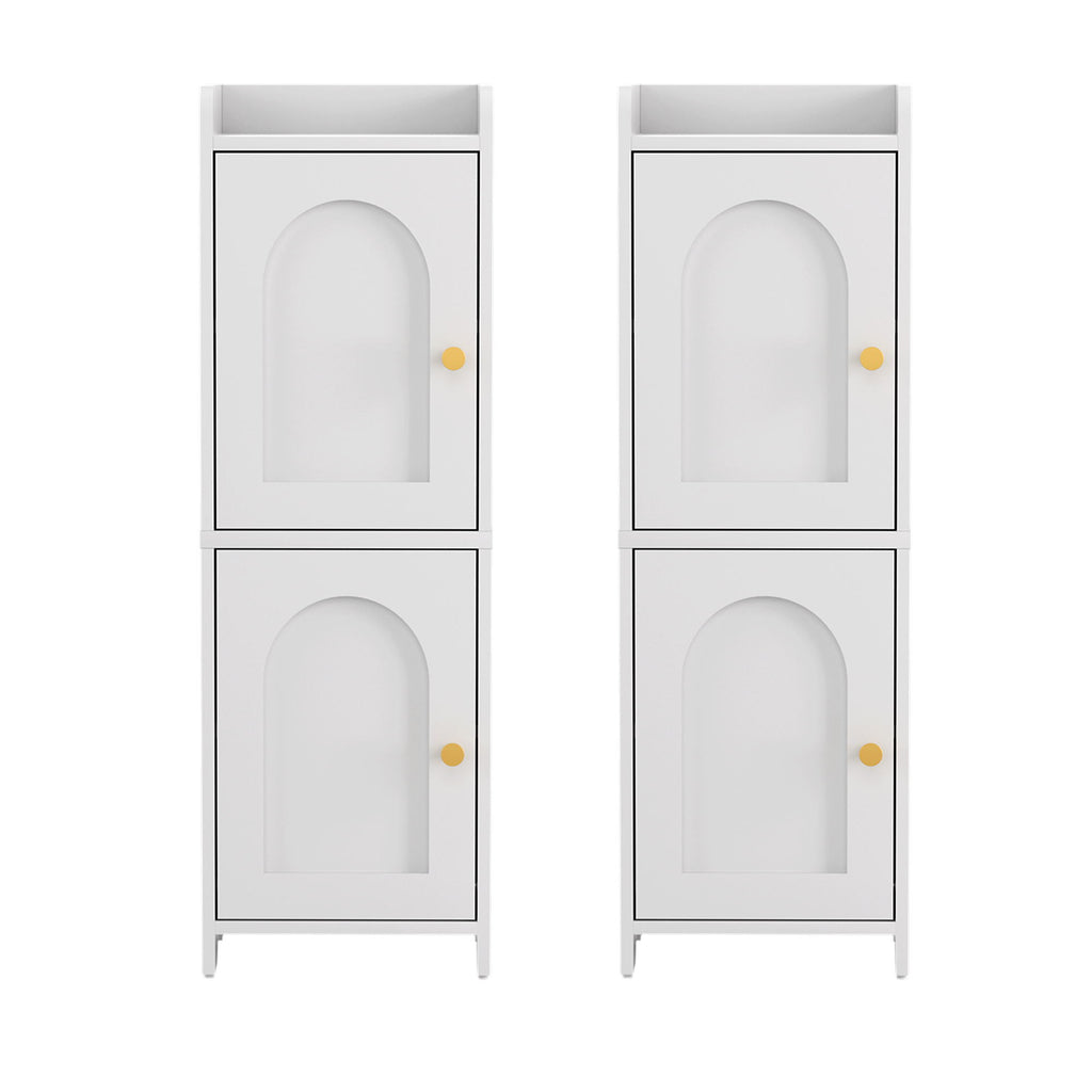 Artiss 2x Bathroom Storage Cabinet 2-Tier Slim Toilet Organizer Adjustable White