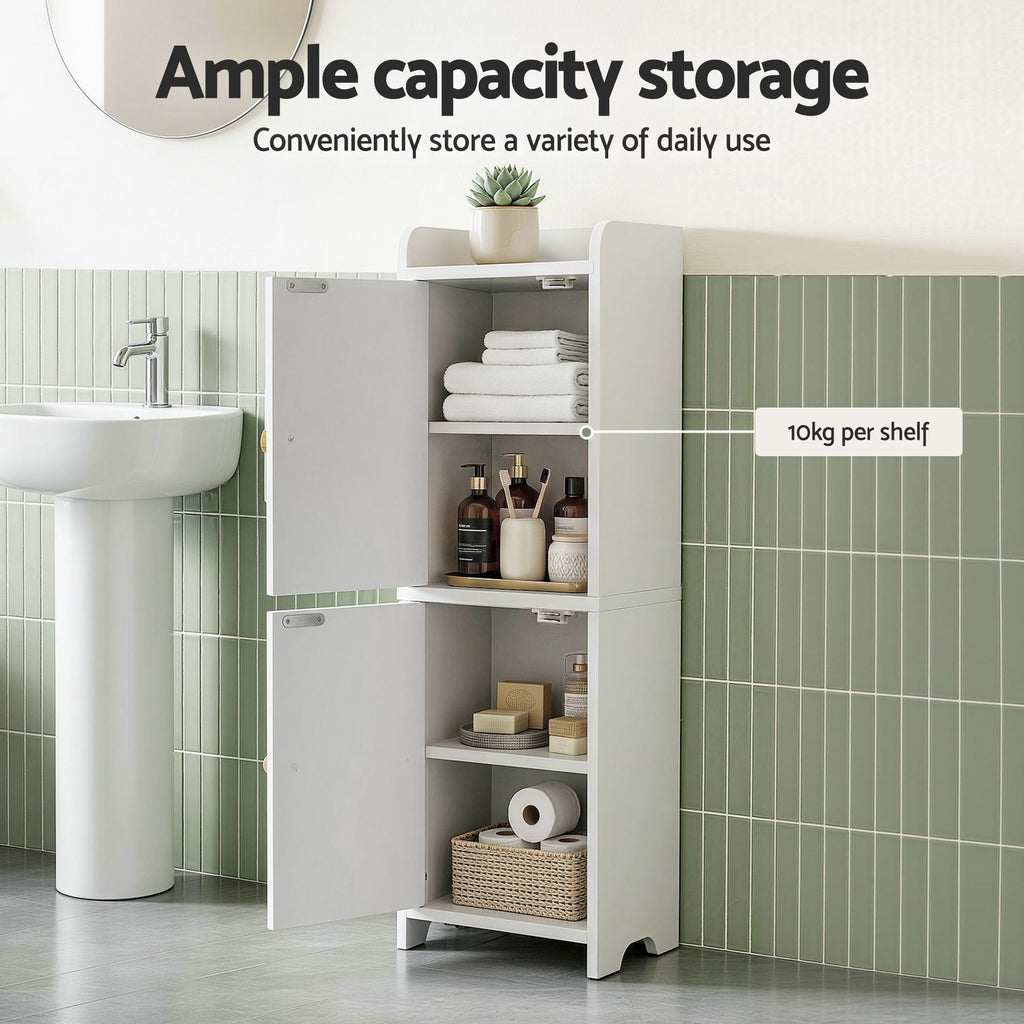 Artiss 2x Bathroom Storage Cabinet 2-Tier Slim Toilet Organizer Adjustable White