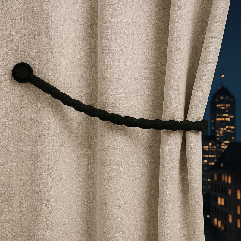 Magnetic weaved rope tieback Black