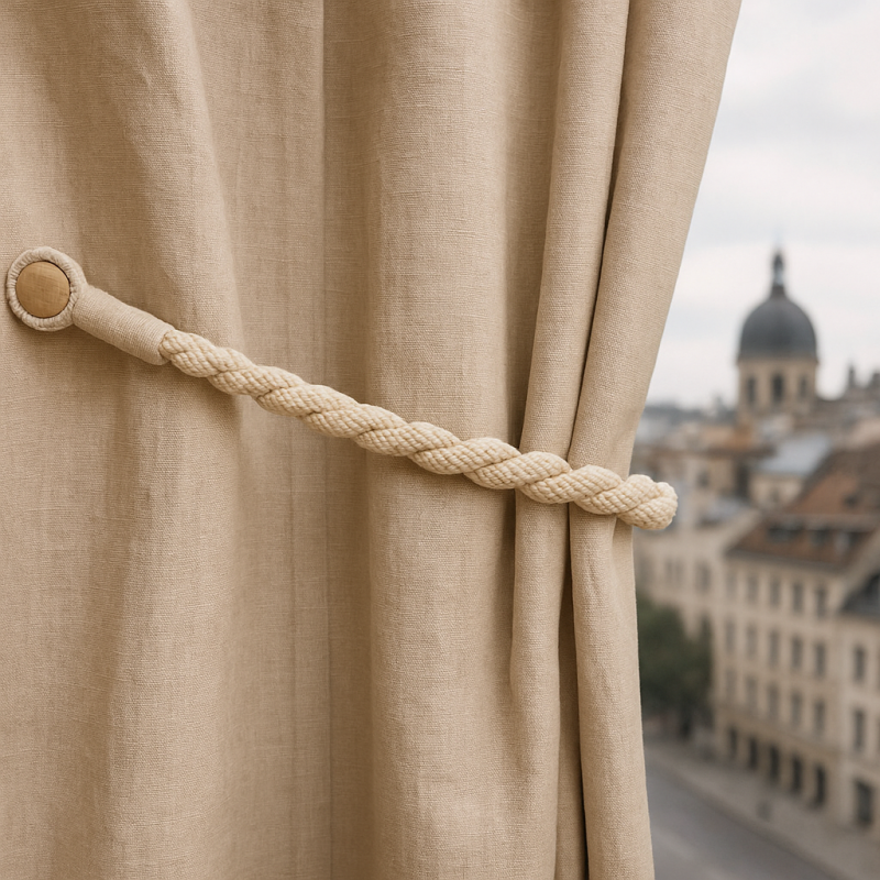 Magnetic weaved rope tieback Natural