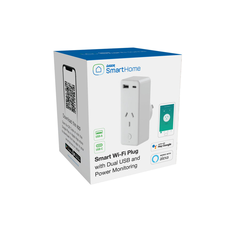 Laser Smart Wi-Fi Plug with Dual USB and Power Monitoring