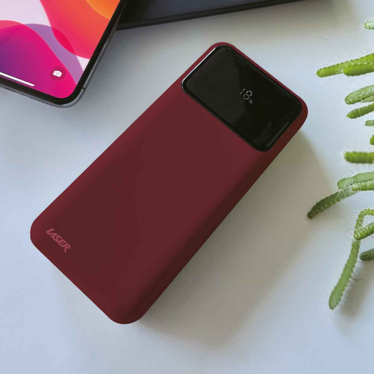 Laser 10000mAh Powerbank 18W PD with LED Indicator Red