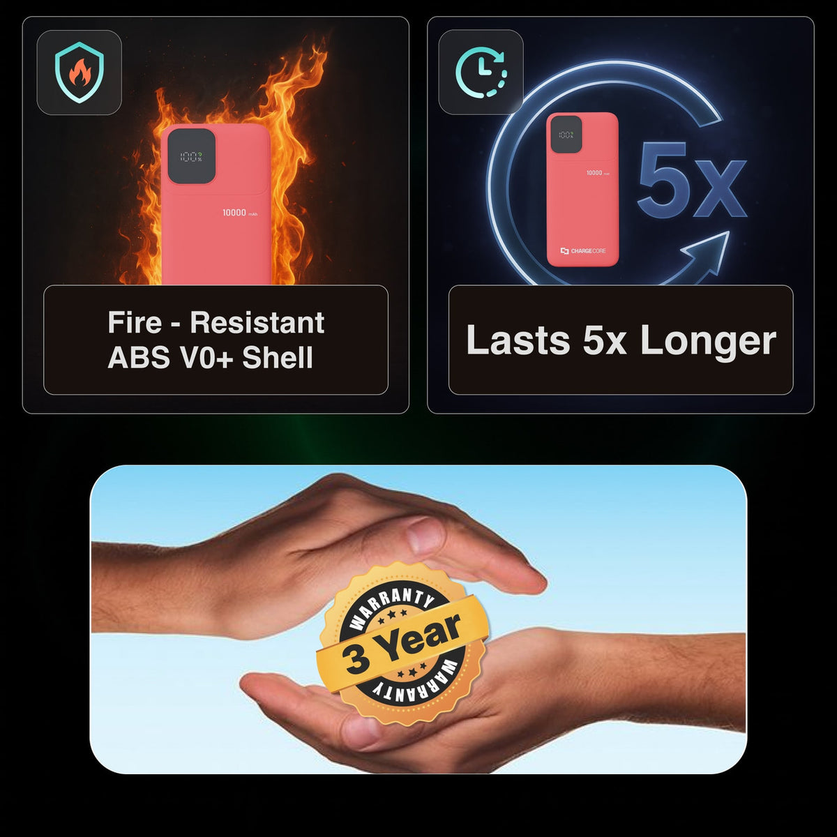 ChargeCore SafeCharge Max 10K - Sunset Coral