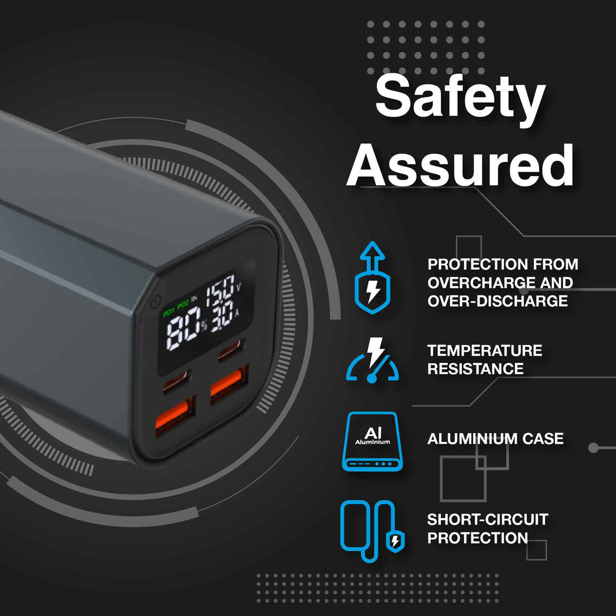 Laser 100W PD 20000mAh Laptop Power Bank Black