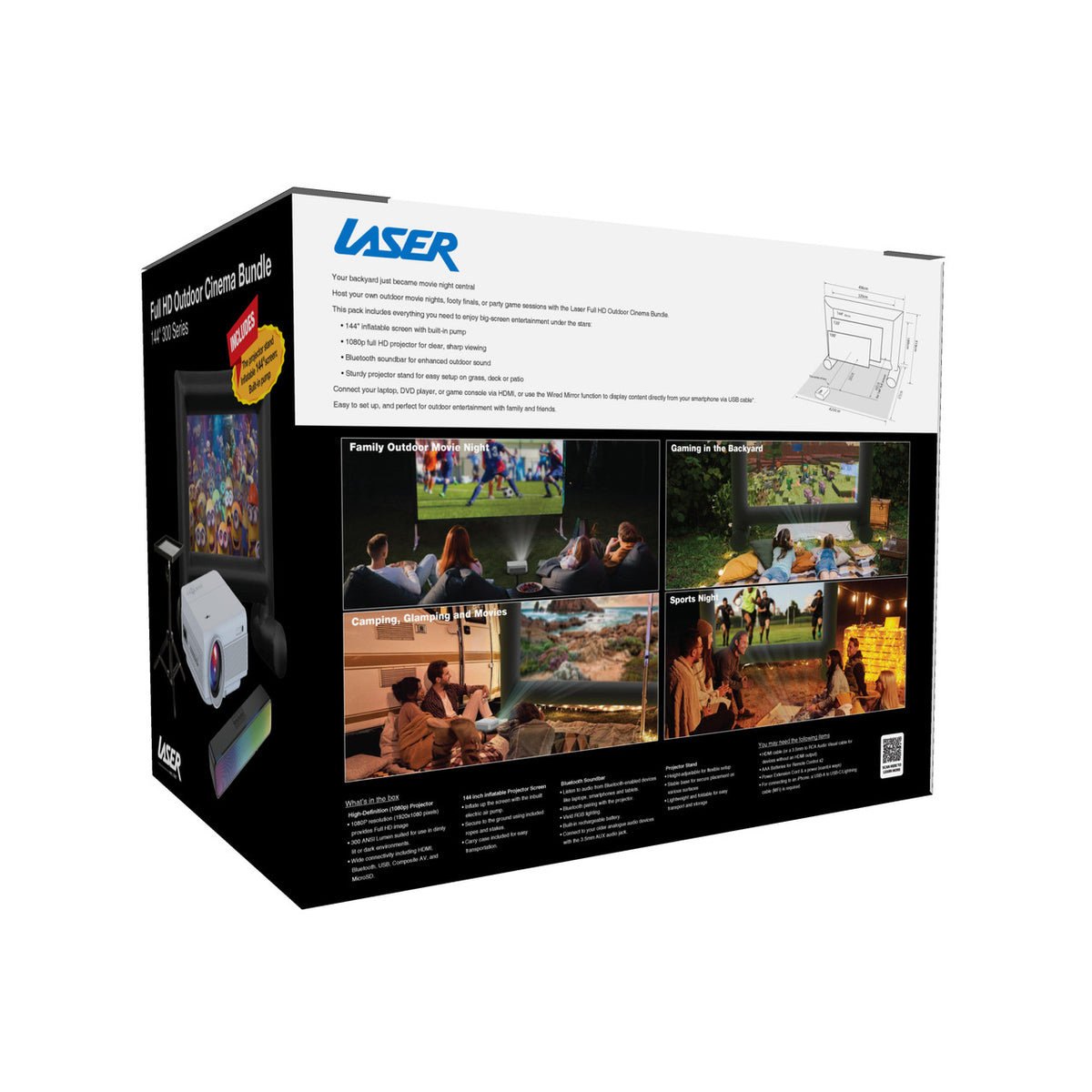 Laser 1080P Outdoor Cinema Bundle 144 Inch