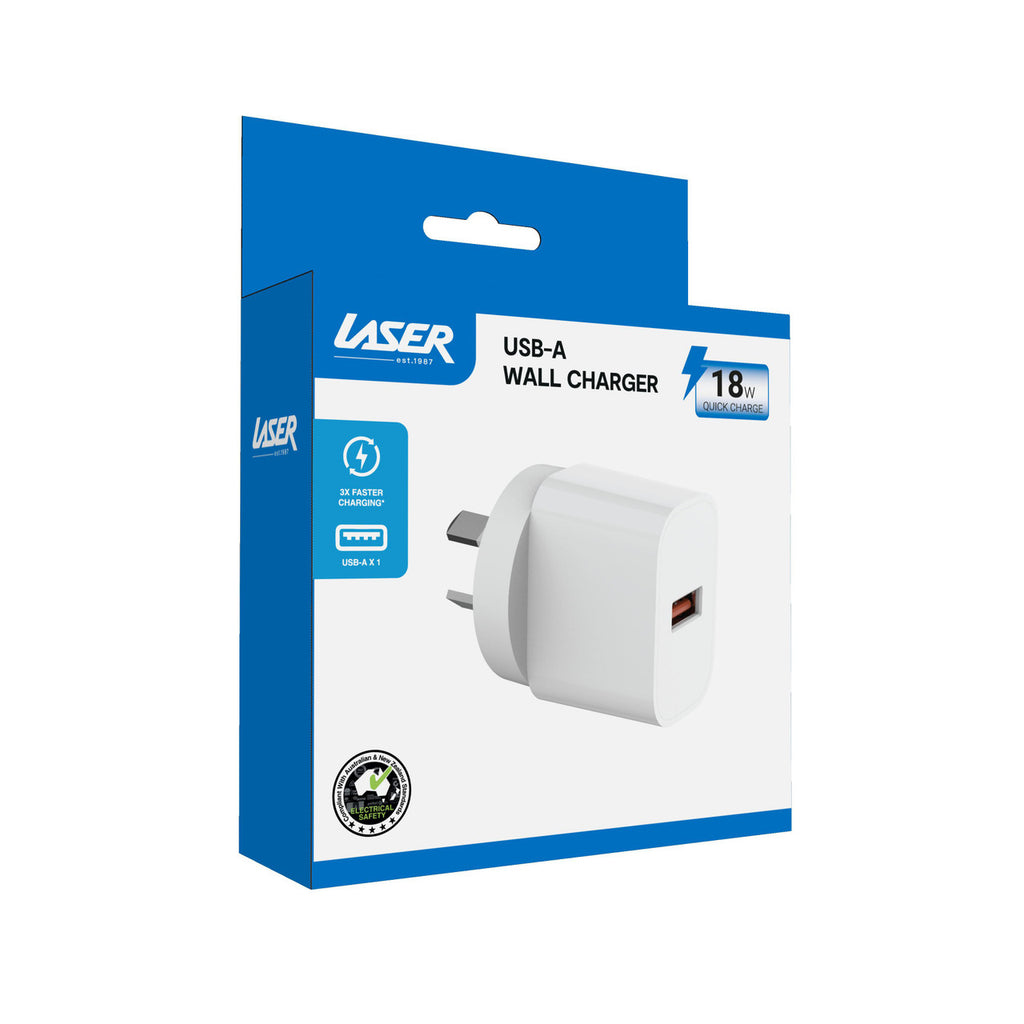 Laser USB-A 18W QC3 Wall Charger White