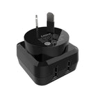Laser Fast Charging Dual USB Wall Charger with 3 in 1 Cable - Black