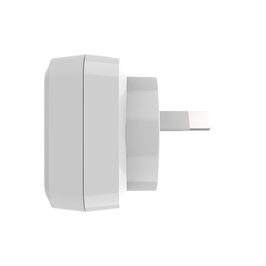 Laser Dual USB AC Charger 2.4A with 3-in-1 Cable White