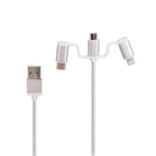 Laser Dual USB AC Charger 2.4A with 3-in-1 Cable White