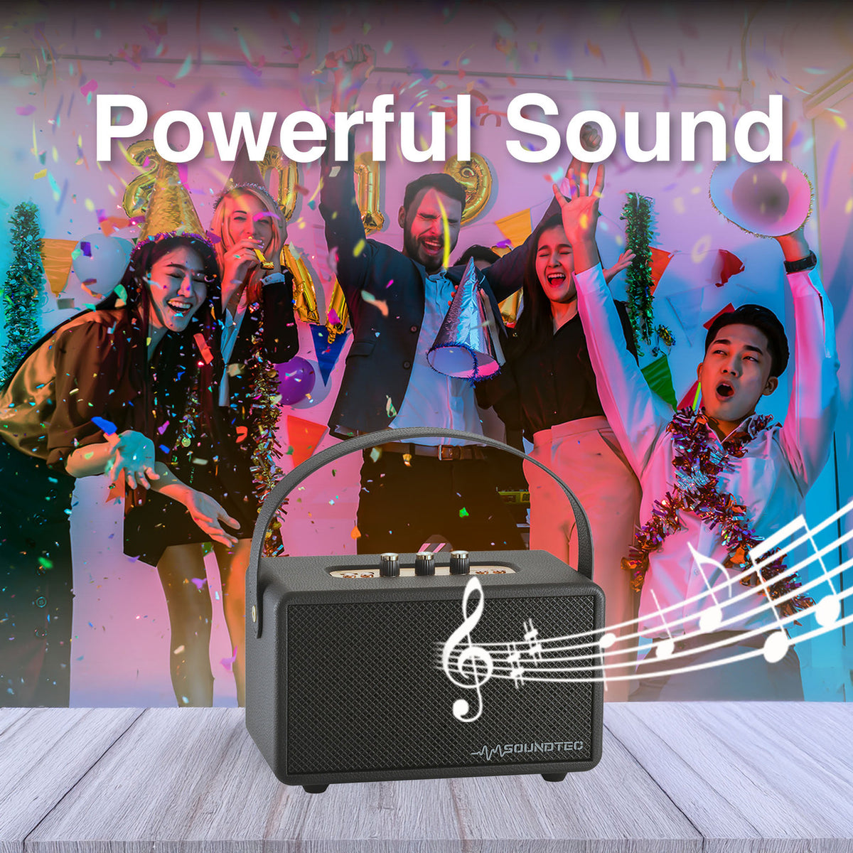 SoundTec Retro Bluetooth Boombox Black