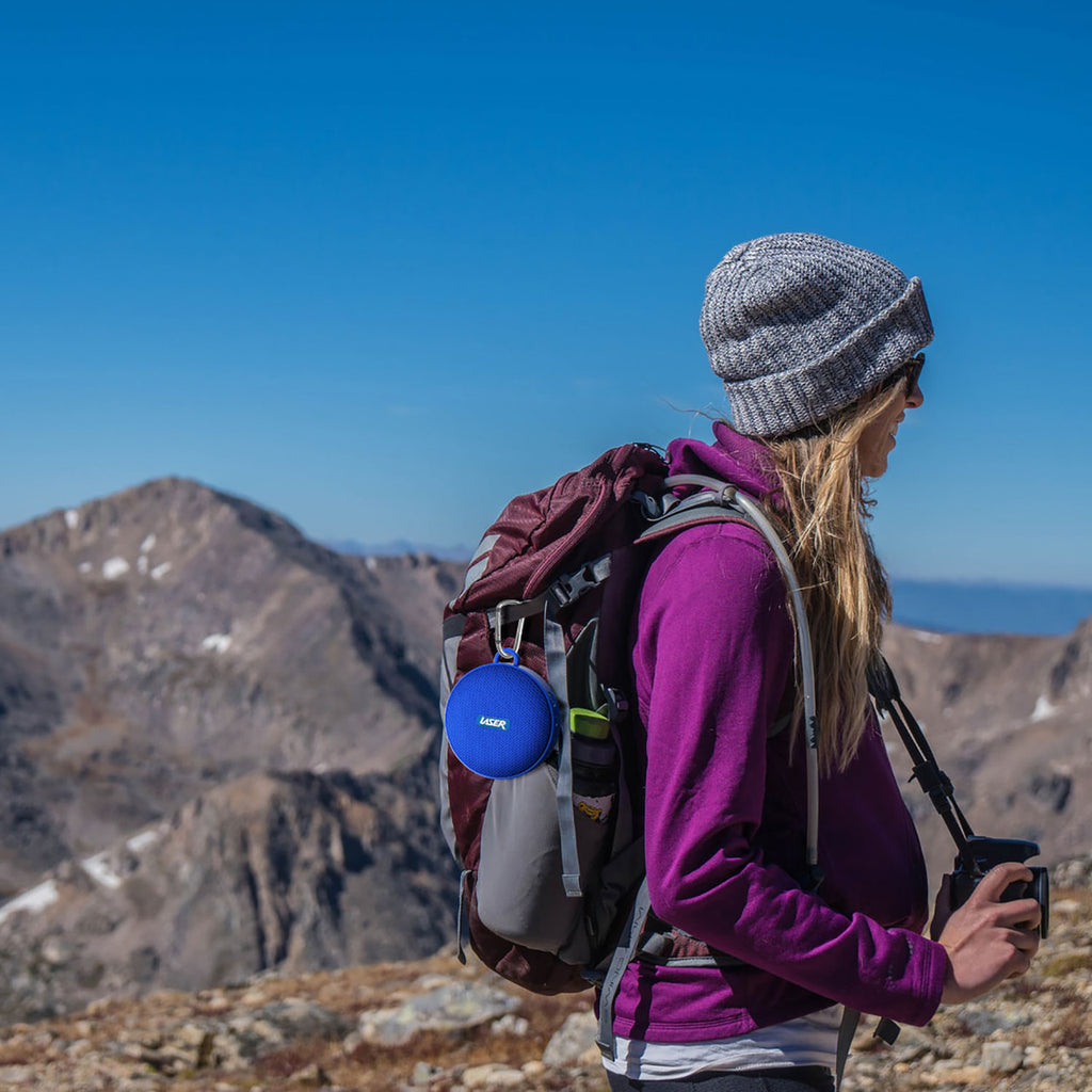 Laser Outdoor Bluetooth Speaker with Mount Blue