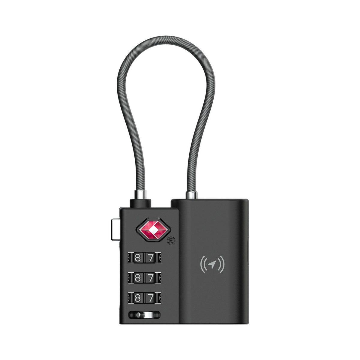 Laser TSA Lock Smart Tag with Rechargeable Battery Black