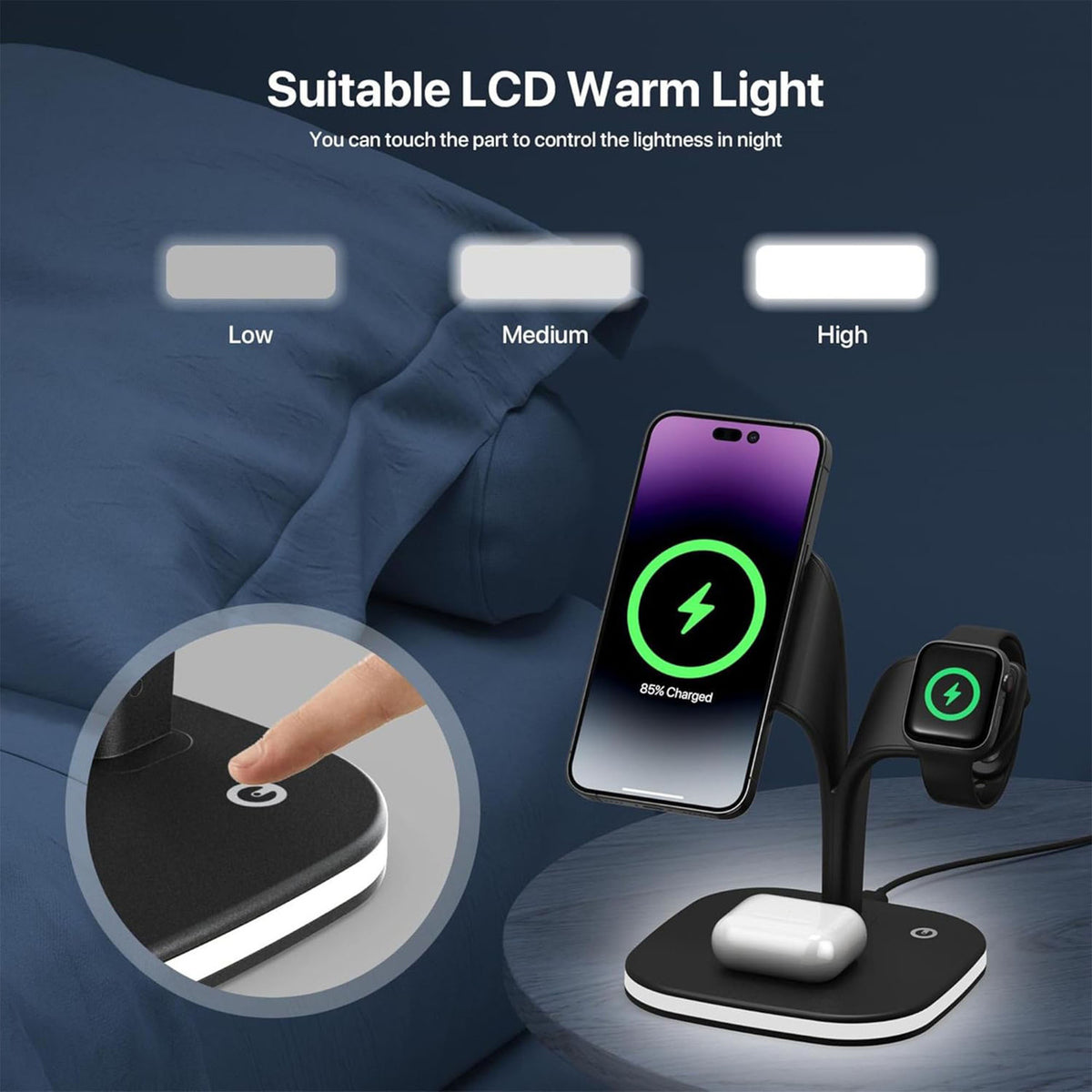 4 in 1 Wireless Charging Station with Night Light