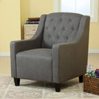 Canberra Fabric Armchair & Ottoman in Grey Linen