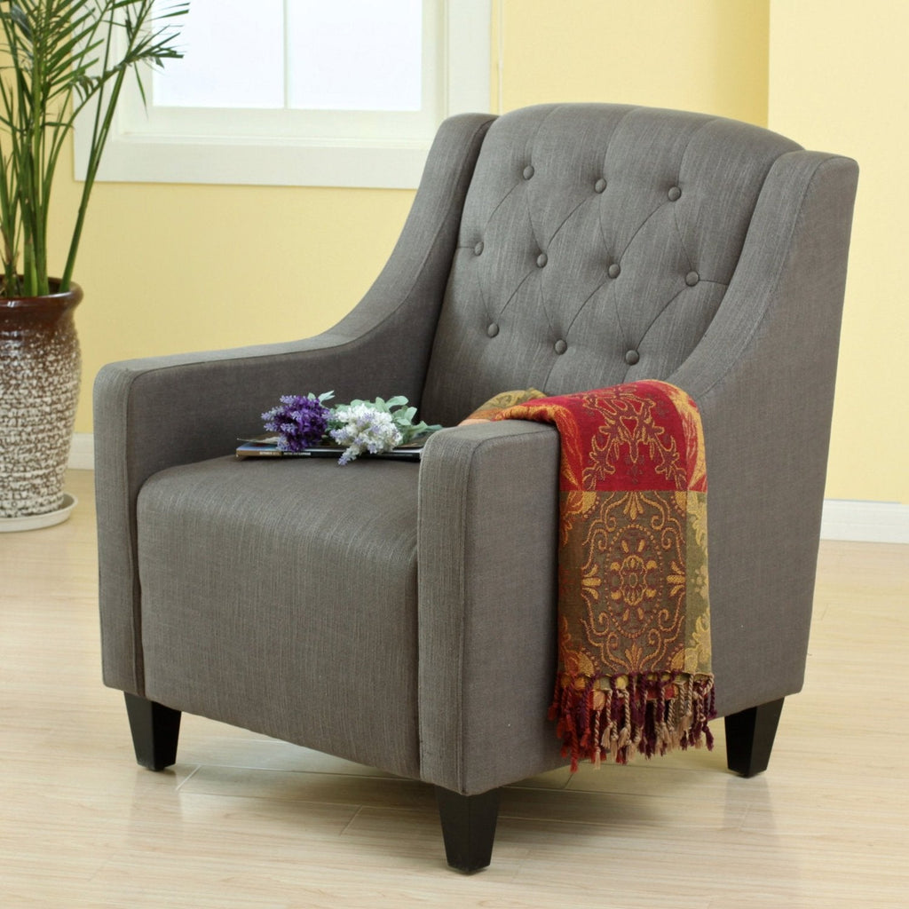 Canberra Fabric Armchair & Ottoman in Grey Linen