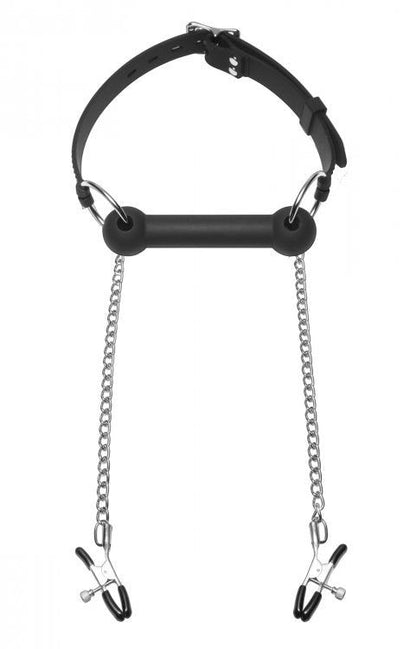 Master Series Equine Silicone Bit Gag With Nipple Clamps