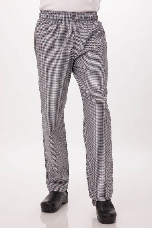 Essential Men's Small Checks XL Baggy Black Chef Pants by Chef Works