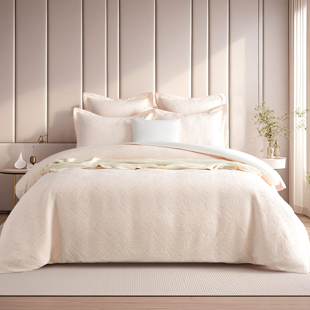 Bella Blush Jacquard European Pillowcase by Renee Taylor