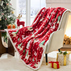 Christmas Throw Blanket, Christmas Decorations Gifts for Women, Sherpa Flannel Fleece Winter Holiday Blanket, Fluffy Cozy Soft Christams Throws for Couch Sofa Bed, DoubleDeer, 50" X 60"