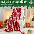 Christmas Throw Blanket, Christmas Decorations Gifts for Women, Sherpa Flannel Fleece Winter Holiday Blanket, Fluffy Cozy Soft Christams Throws for Couch Sofa Bed, DoubleDeer, 50" X 60"