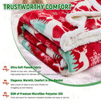 Christmas Throw Blanket, Christmas Decorations Gifts for Women, Sherpa Flannel Fleece Winter Holiday Blanket, Fluffy Cozy Soft Christams Throws for Couch Sofa Bed, DoubleDeer, 50" X 60"