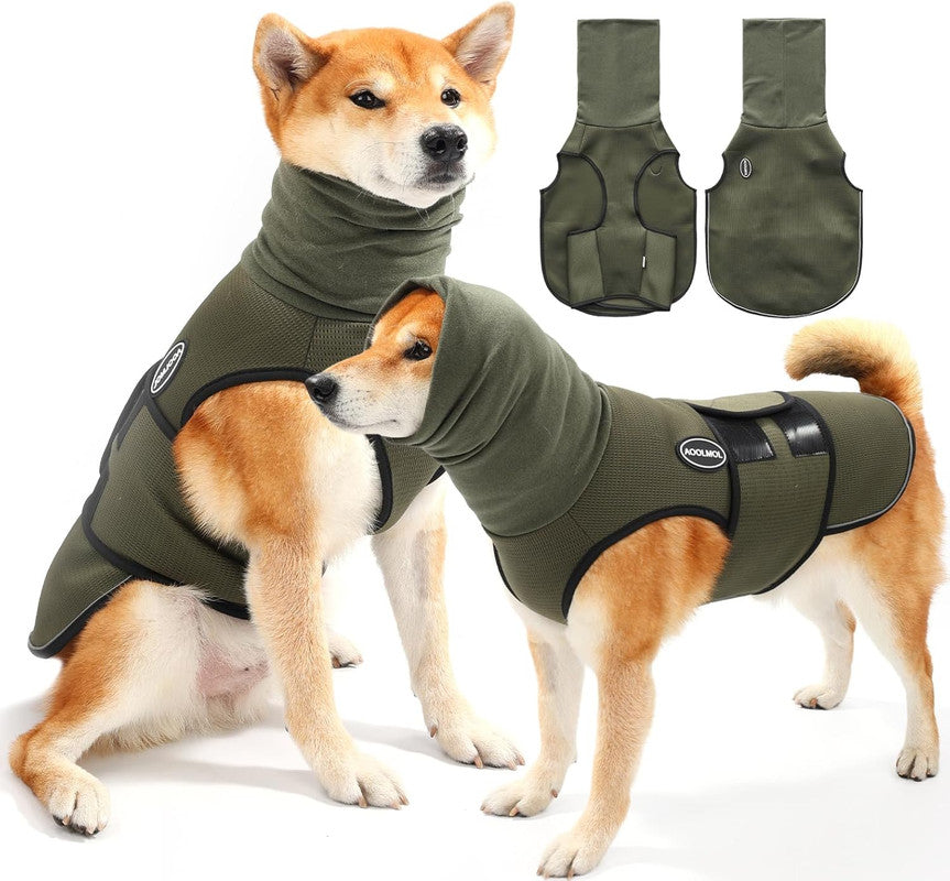 Pet Products Dog Anxiety Vest and Coat, Vet Visits and Separation - Keep Pet Calm, Dog Jacket for Thunder, Fireworks, Anti Anxiety Vest for Dogs and Cat Body and Ear, Green, L