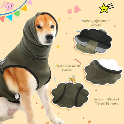 Pet Products Dog Anxiety Vest and Coat, Vet Visits and Separation - Keep Pet Calm, Dog Jacket for Thunder, Fireworks, Anti Anxiety Vest for Dogs and Cat Body and Ear, Green, L