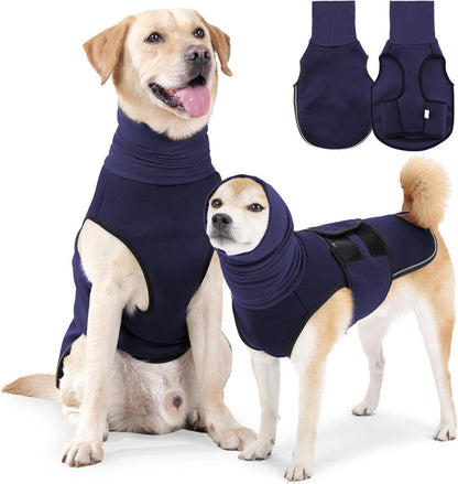 Pet Products Dog Anxiety Vest and Coat, Vet Visits and Separation - Keep Pet Calm, Dog Jacket for Thunder, Fireworks, Anti Anxiety Vest for Dogs and Cat Body and Ear, Dark Blue, XL