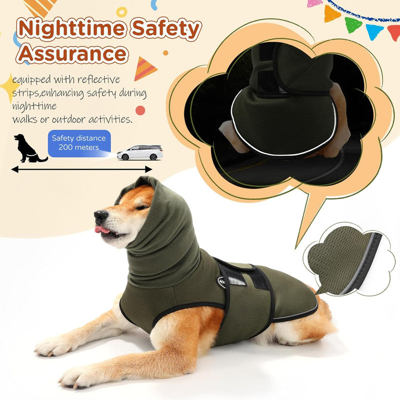 Pet Products Dog Anxiety Vest and Coat, Vet Visits and Separation - Keep Pet Calm, Dog Jacket for Thunder, Fireworks, Anti Anxiety Vest for Dogs and Cat Body and Ear, Green, XL