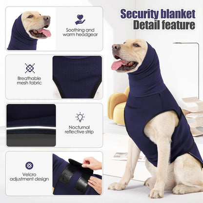 Pet Products Dog Anxiety Vest and Coat, Vet Visits and Separation - Keep Pet Calm, Dog Jacket for Thunder, Fireworks, Anti Anxiety Vest for Dogs and Cat Body and Ear, Dark Blue, XXL