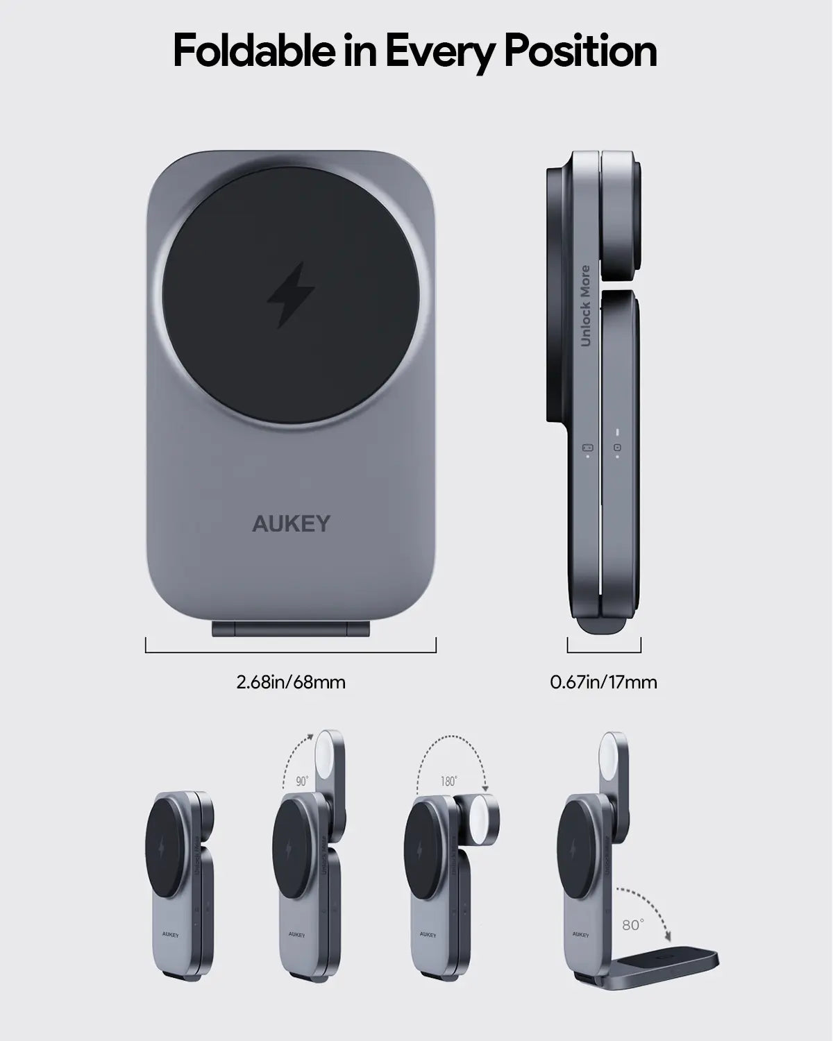 Aukey MagFusion Z Qi2 3-in-1 Foldable Magnetic Fast Wireless Charging Station (LC-MC312)