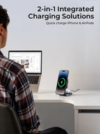 Aukey MagFusion L Qi2 Foldable 2 In 1 Magnetic Wireless Charger (LC-MC211)