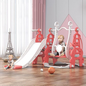Kids Slide Swing Set Outdoor Toys Playground Activity Basketball Hoop-Pink