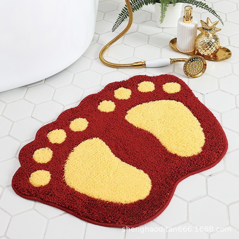 Faux Wool Bathroom Mat Super Absorbent Mat Paw Shaped Mat Non Slip Mat Machine - Blue - Size 60-90cm