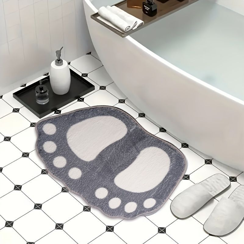Faux Wool Bathroom Mat Super Absorbent Mat Paw Shaped Mat Non Slip Mat Machine - Coffee - Size 80-120cm