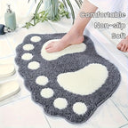 Faux Wool Bathroom Mat Super Absorbent Mat Paw Shaped Mat Non Slip Mat Machine - Gray - Size 60-90cm
