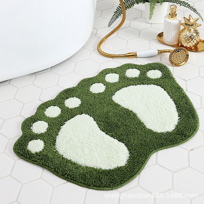 Faux Wool Bathroom Mat Super Absorbent Mat Paw Shaped Mat Non Slip Mat Machine - Pink - Size 60-90cm