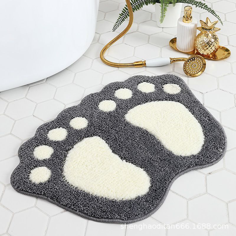 Faux Wool Bathroom Mat Super Absorbent Mat Paw Shaped Mat Non Slip Mat Machine - Pink - Size 60-90cm