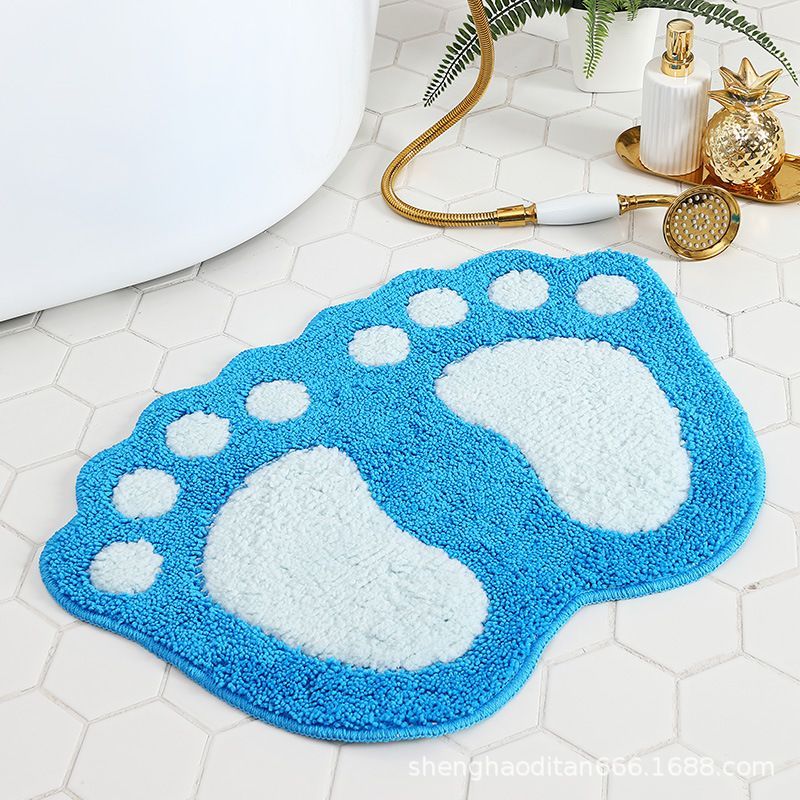 Faux Wool Bathroom Mat Super Absorbent Mat Paw Shaped Mat Non Slip Mat Machine - Red - Size 50-80cm