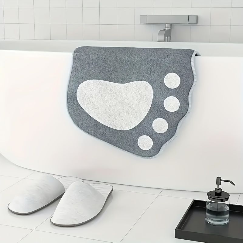 Faux Wool Bathroom Mat Super Absorbent Mat Paw Shaped Mat Non Slip Mat Machine - Red - Size 50-80cm