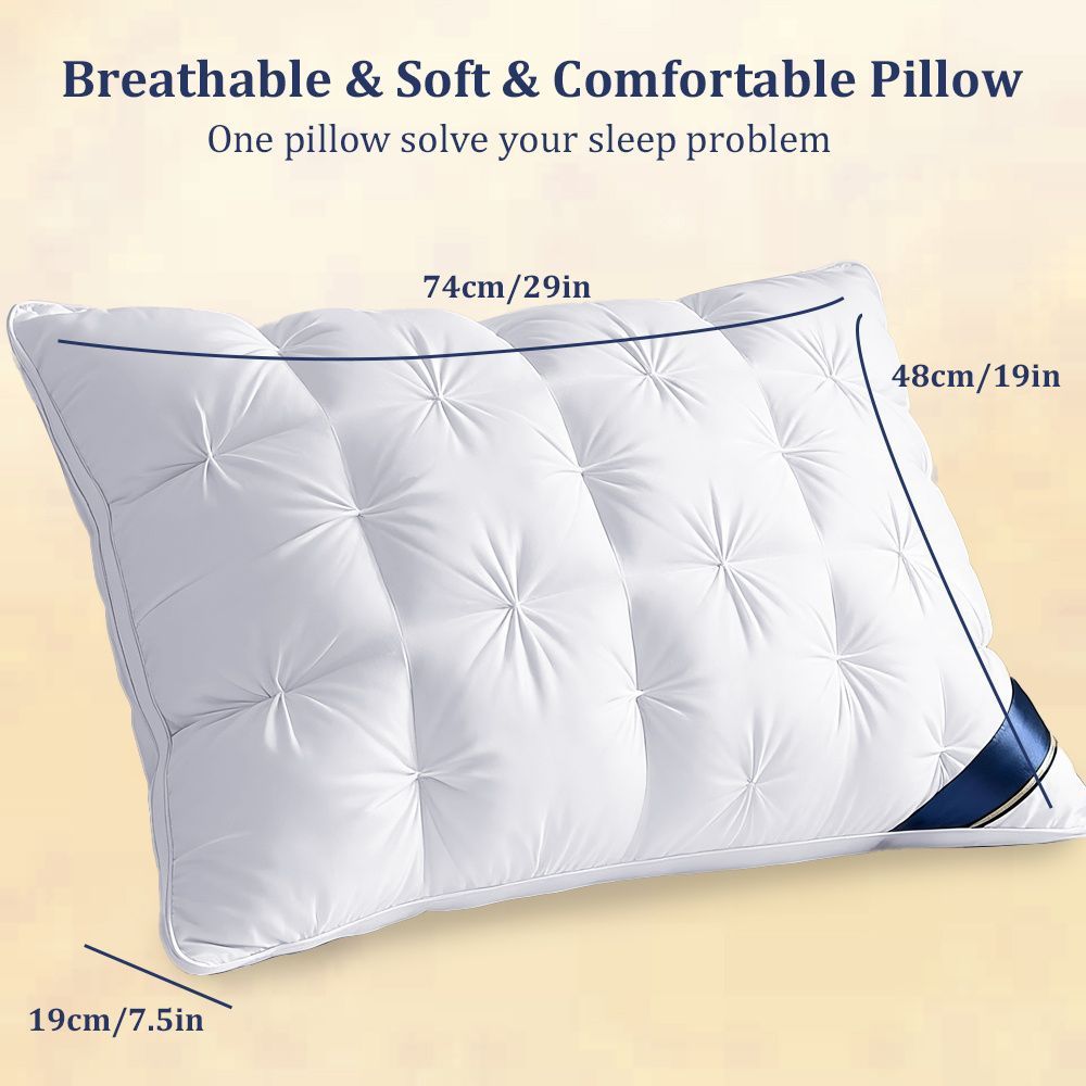 Luxury Pillow Quilted Pillow High-Quality Pillow Comfortable Pillow Bedding - White - Size 1200g high pillow